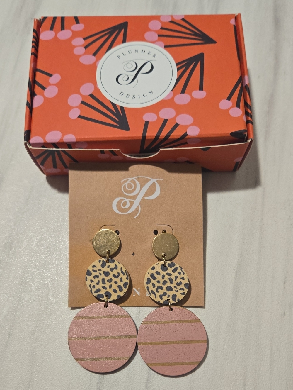 Plunder Pink Leopard & Gold Drop Earrings